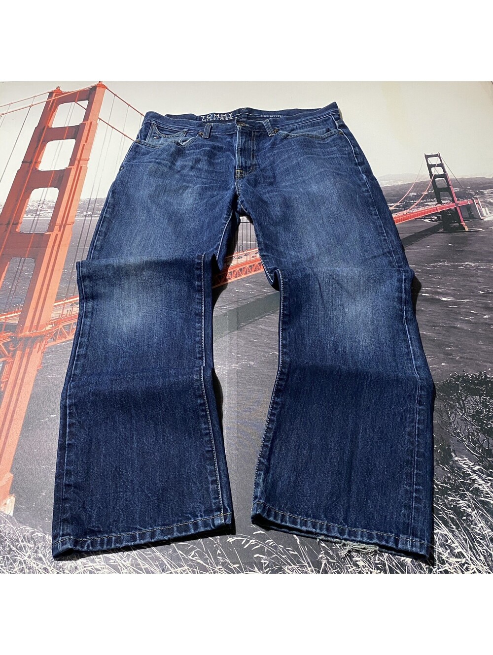 Vintage Tommy Hilfiger Bootcut Jeans Mens 33x30 Fits 34x30 Premium Denim Blue